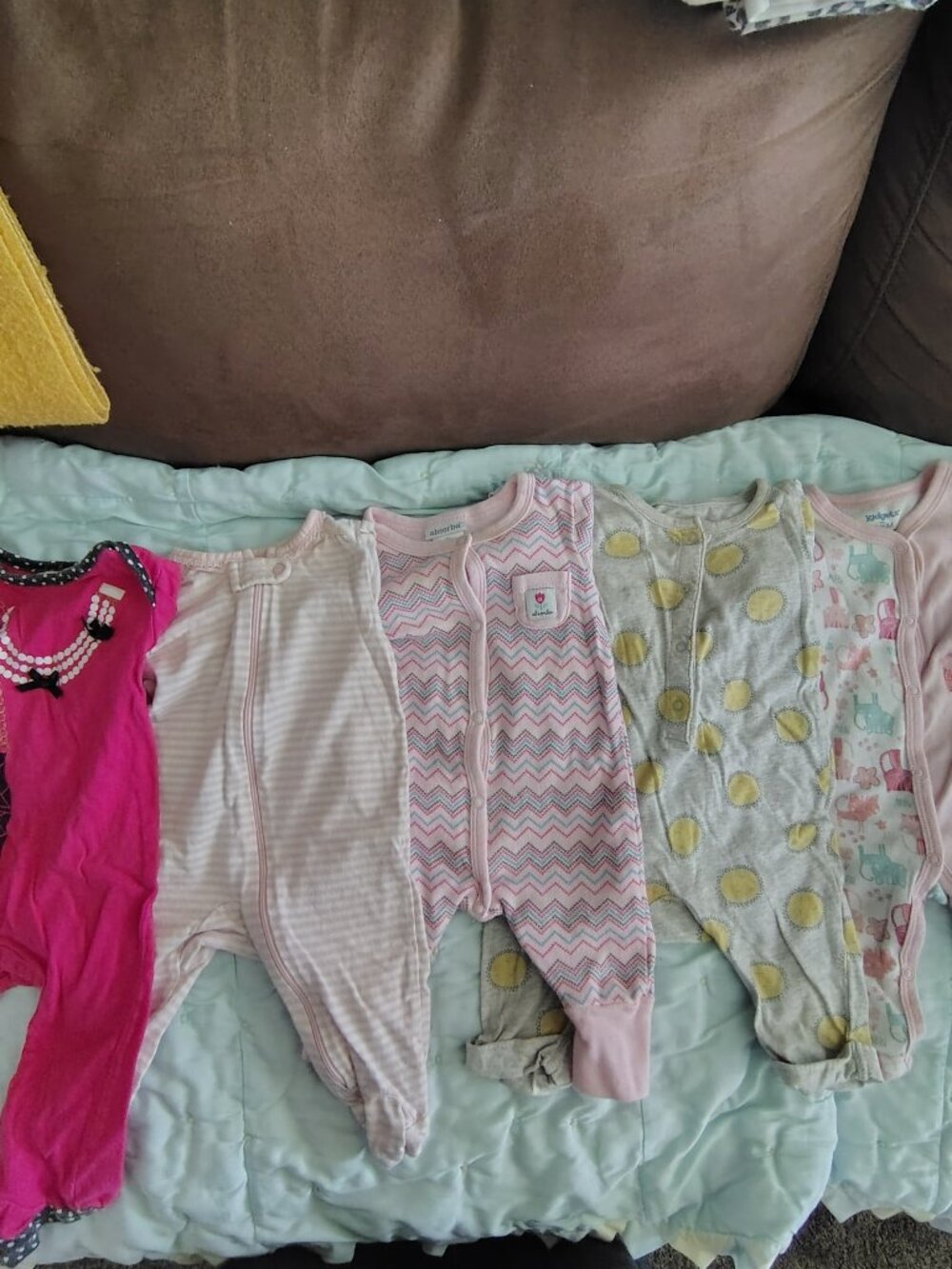 Baby Girl One-Piece Pajamas Mixed Brands Size 3-6 Months